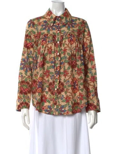 Pre-owned Smythe Floral Print Long Sleeve Blouse In Multi