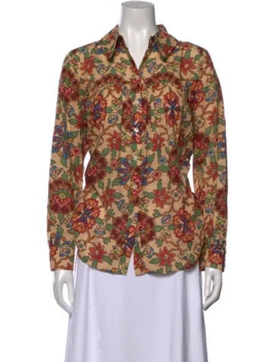 Pre-owned Smythe Floral Print Long Sleeve Blouse In Multi
