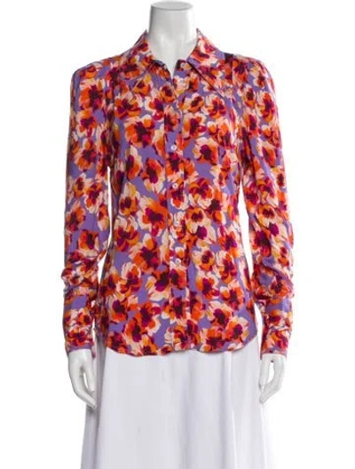 Pre-owned Smythe Floral Print Long Sleeve Blouse In Orange