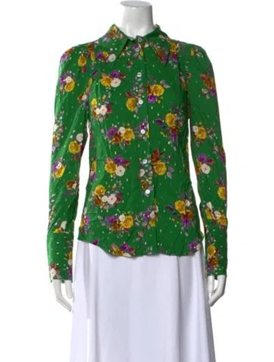 Pre-owned Smythe Floral Print Long Sleeve Button-up Top W/ Tags