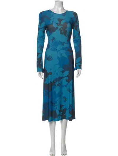 Pre-owned Smythe Floral Print Midi Length Dress In Blue