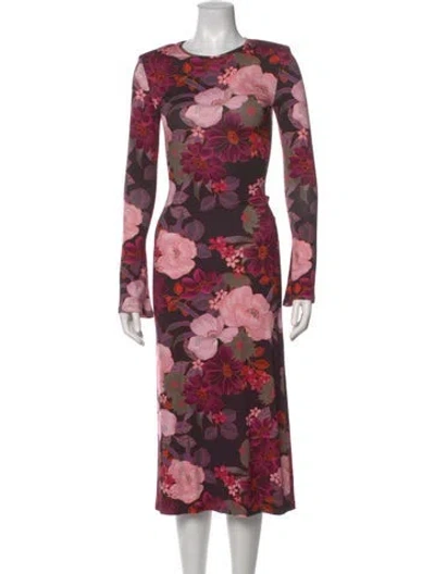 Pre-owned Smythe Floral Print Midi Length Dress In Pink
