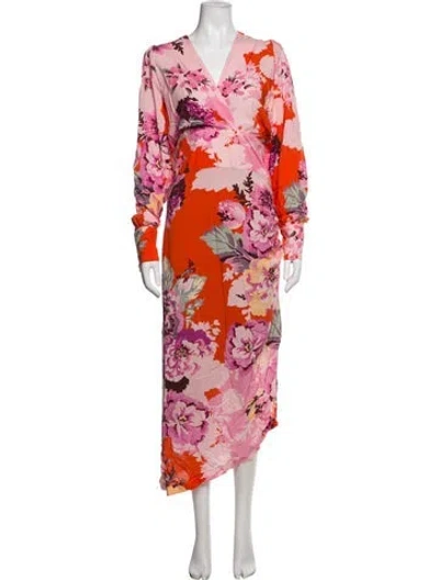 Pre-owned Smythe Floral Print Midi Length Dress In Pink