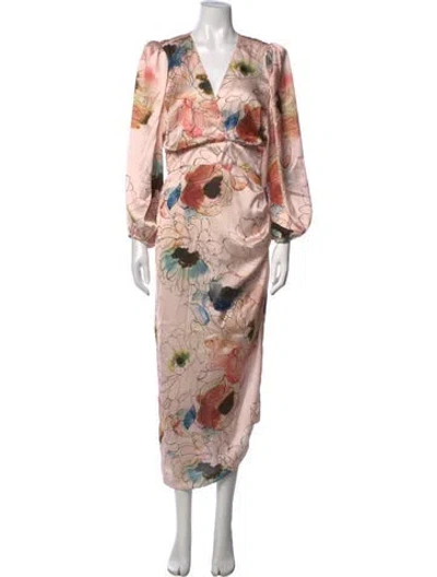 Pre-owned Smythe Floral Print Midi Length Dress In Pink