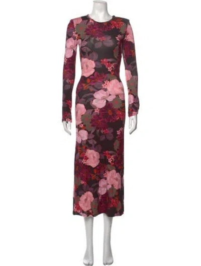 Pre-owned Smythe Floral Print Midi Length Dress In Pink