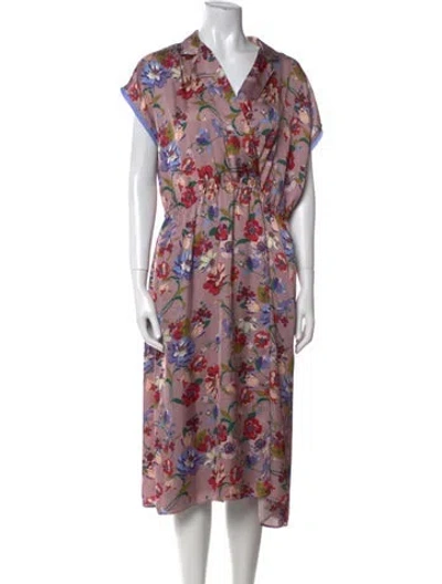 Pre-owned Smythe Floral Print Midi Length Dress In Purple