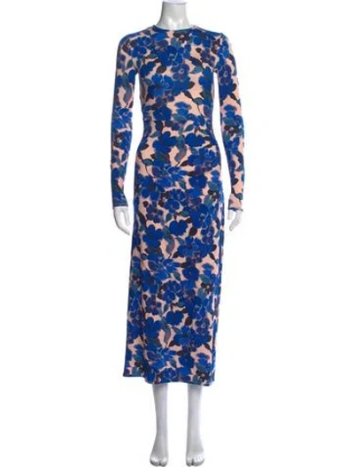 Pre-owned Smythe Floral Print Midi Length Dress W/ Tags In Blue