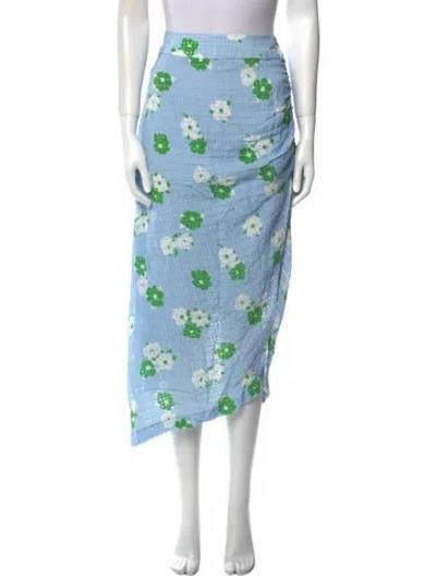 Pre-owned Smythe Floral Print Midi Length Skirt In Blue