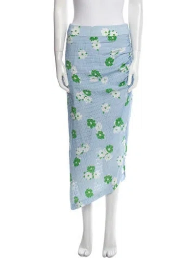 Pre-owned Smythe Floral Print Midi Length Skirt In Blue