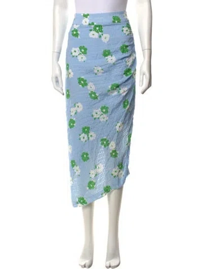 Pre-owned Smythe Floral Print Midi Length Skirt In Blue
