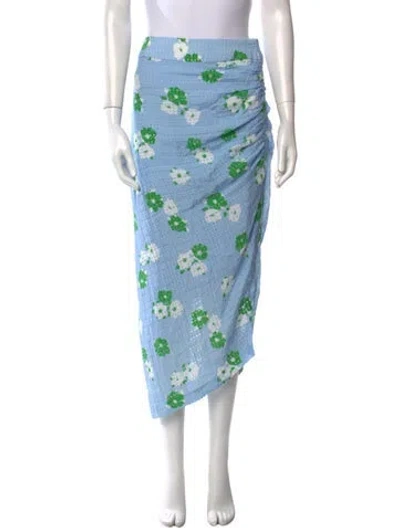 Pre-owned Smythe Floral Print Midi Length Skirt W/ Tags In Blue