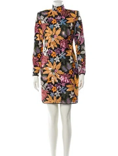 Pre-owned Smythe Floral Print Mini Dress In Black