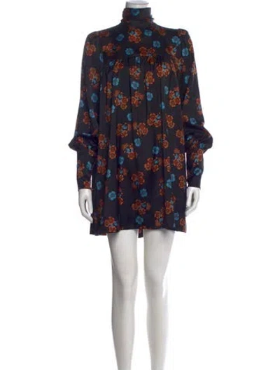 Pre-owned Smythe Floral Print Mini Dress In Blue