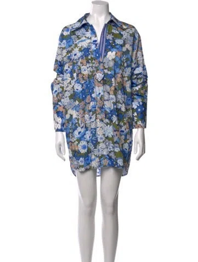 Pre-owned Smythe Floral Print Mini Dress In Blue