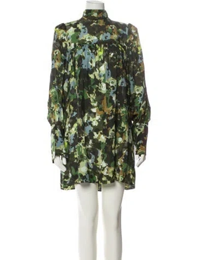 Pre-owned Smythe Floral Print Mini Dress In Green