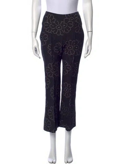 Pre-owned Smythe Floral Print Straight Leg Pants W/ Tags In Blue