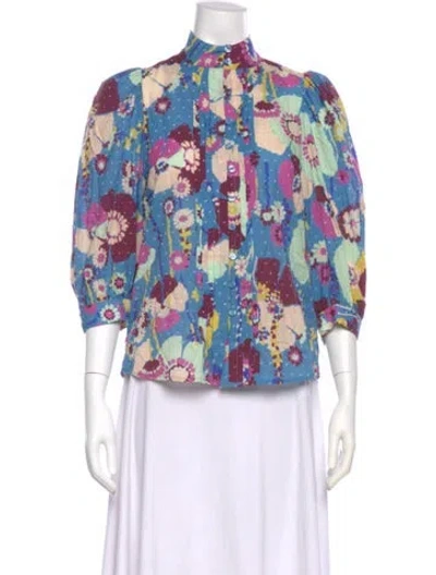 Pre-owned Smythe Floral Print Three-quarter Sleeve Blouse In Multi
