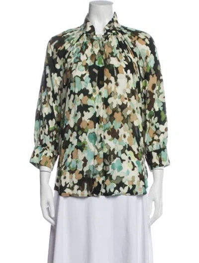 Pre-owned Smythe Floral Print Three-quarter Sleeve Blouse In Multi