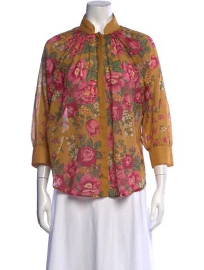 Pre-owned Smythe Floral Print Three-quarter Sleeve Blouse In Multicolor