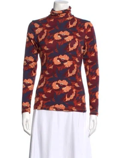 Pre-owned Smythe Floral Print Turtleneck Top In Multicolor