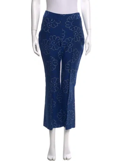 Pre-owned Smythe Floral Print Wide Leg Pants In Blue