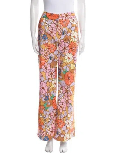 Pre-owned Smythe Floral Print Wide Leg Pants In Multi