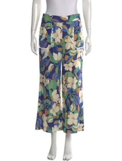 Pre-owned Smythe Floral Print Wide Leg Pants In Multi