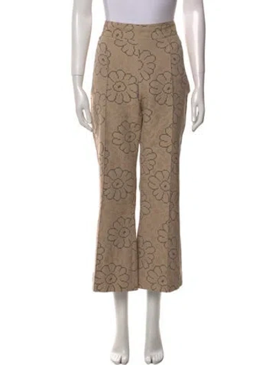Pre-owned Smythe Floral Print Wide Leg Pants In Neutral