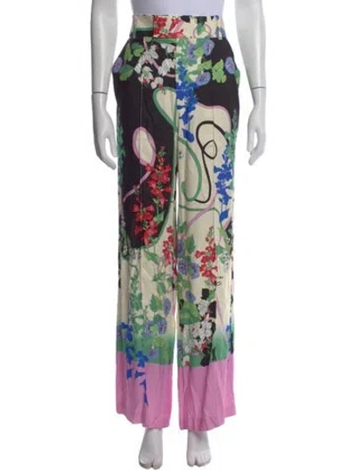 Pre-owned Smythe Floral Print Wide Leg Pants W/ Tags In Multi