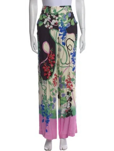 Pre-owned Smythe Floral Print Wide Leg Pants W/ Tags In Multi