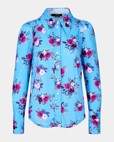 Smythe Floral-printed Box Pleat Shirt In Cerulean Multi