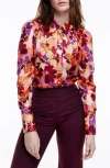 Smythe Floral Satin Button-up Shirt In Garnet Floral