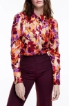 Smythe Floral Satin Button-up Shirt In Garnet Floral