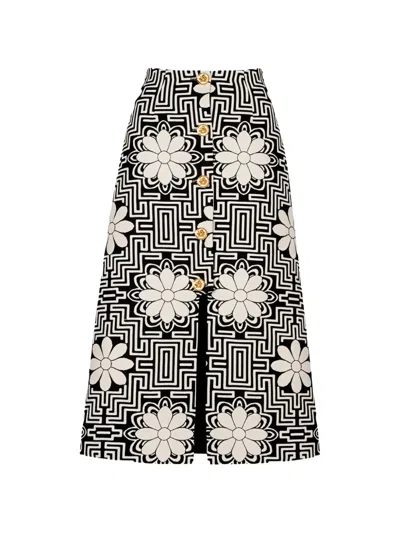 Smythe Floral-print A-line Midi Skirt In Black