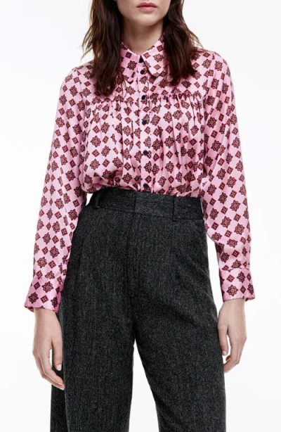 Smythe Foulard Print Button-up Shirt In Rose Dobby