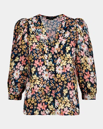 Smythe Frontier V-neck Blouse In Navy Multi
