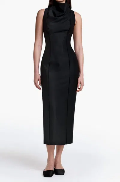 Smythe Funnel Neck Midi Dress In Black