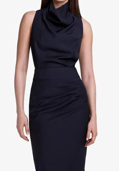 Smythe Funnel Neck Shell Top In Iron In Blue