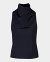 Smythe Funnel Neck Sleeveless Top In Blue