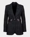 Smythe Glen Plaid Tailored Boyfriend Blazer In Black