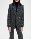 Smythe Grid Tweed Oversized Double-breasted Blazer In Black Grid