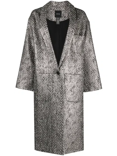 Smythe Herringbone Single-breasted Coat In Silver