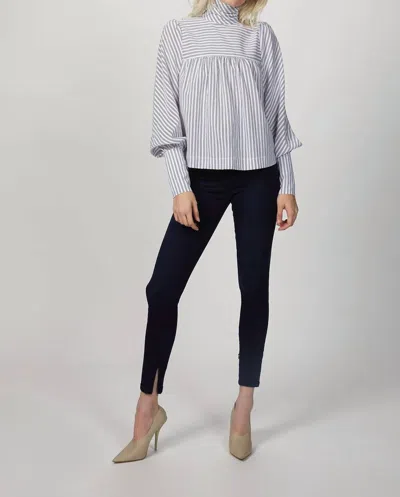 Smythe High Neck A-line Blouse In White/black In Grey