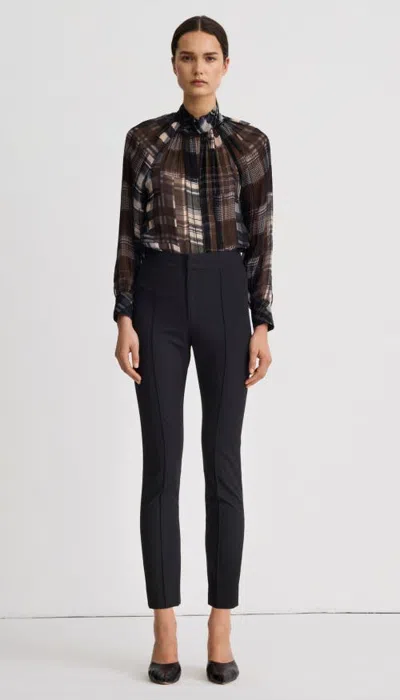 Smythe High Rise Pintuck Cig Pant In Blue