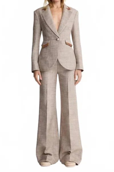 Smythe High Rise Wide Leg Pants In Taupe In Gray