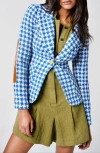 SMYTHE HOUNDSTOOTH CHECK COTTON BLEND BLAZER