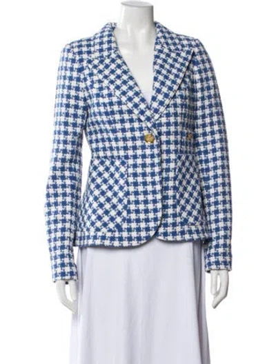 Pre-owned Smythe Houndstooth Print Blazer In Blue
