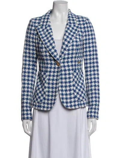 Pre-owned Smythe Houndstooth Print Blazer In Blue