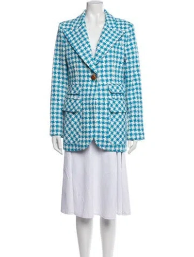 Pre-owned Smythe Houndstooth Print Blazer In Blue