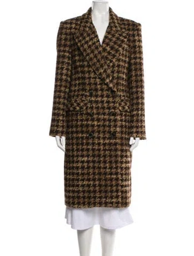 Pre-owned Smythe Houndstooth Print Peacoat In Brown